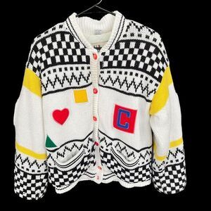 Vintage Kidcore Jacket Womens Large Geometric Art to Wear Colorful‎ Button Up